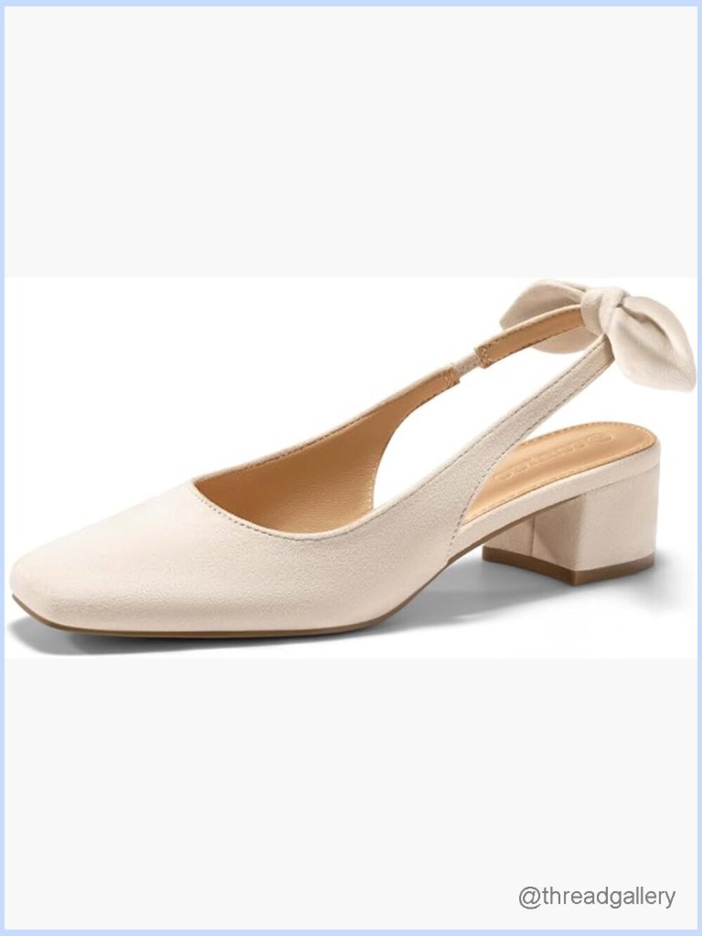 Chunky Low Heels Slingback Pumps with Bow Closed Square Toe Wedding Dress Shoes